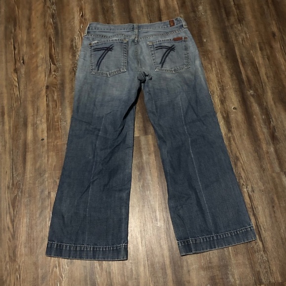 7 For All Mankind Dojo Jeans Women's 29 Cropped Wide Leg Low Rise Denim - Picture 5 of 7